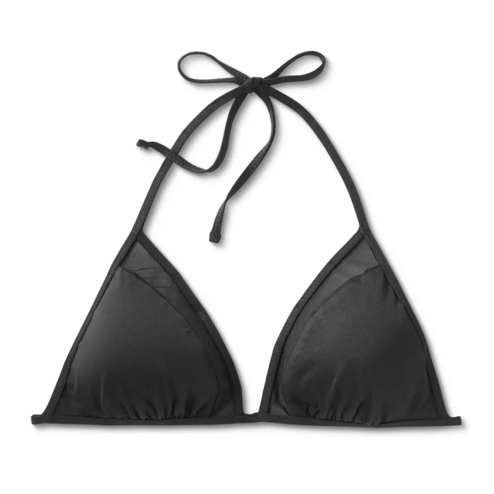 Shade & Shore Women's Mesh Triangle Bikini Top Black Size Large 12-14